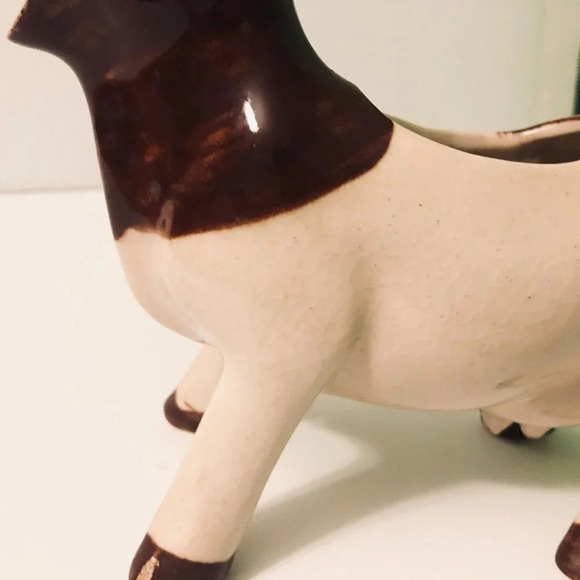Vintage  Ceramic Cow Creamer Figurine 7 Inch Long Japan - Picture 10 of 13